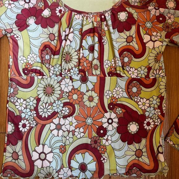 Art Class 70s floral pattern sheer long sleeve tee SIZE S - Picture 3 of 4